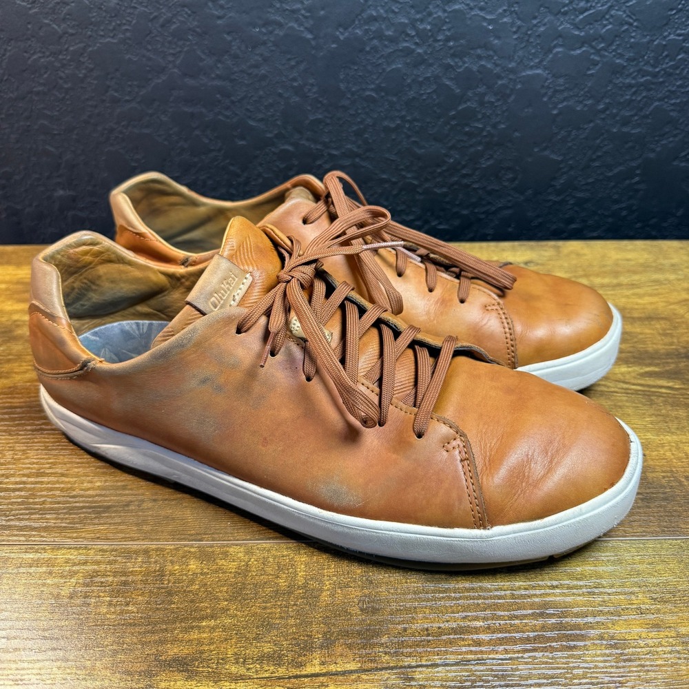 OluKai Lae'ahi Li'Ili 10455 Fox Leather Sneakers Mens Size 13